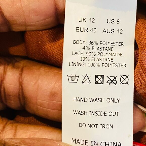 NaaNaa mesh detail body-conscious dress in rust Size 8 - Picture 7 of 8